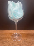 a** Set/3 Clear Crystal Stemmed Wine Goblet Glasses 7” H