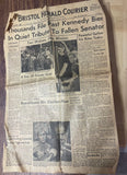 +* AS-IS Vintage Bristol (VA-TN) Herald Courier RFK Kennedy Assassination Jun 8 1968 Newspaper