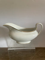 + Vintage Johnson Bros GROSVENER White China Gold Rim GRAVY BOAT 1920s England