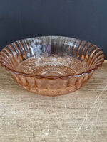 a** Vintage Round Blush Colored Depression Glass Candy Dish Serving Bowl Scroll Design