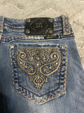 +* Women’s Junior’s Miss Me Jeans 29” Waist Slightly Distressed Embroidered & Beaded Pockets Boot Cut