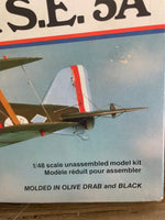 a* Vintage 1979 Unused British S.E. 5A 5205 Airplane Model by Monogram 1/48 Scale Paintable