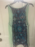 +* Womens No Boundaries XXL Tank Top Mint Green with Aztec Design Hi-Low
