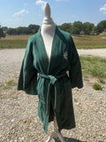 +* Vintage Men’s Harley Davidson Bath Robe One Size Hunter Green Embroidered Logo Biker Y2K