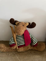 a** Stuffed Animal Set/3 Christmas Moose Holiday Christmas Snow Skis