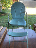 a* Vintage 1950s Amsco Doll-E-Hi Chair Baby Doll Blue Metal High Chair