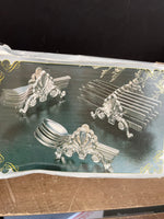 Silver Plated Buffet Flatware Caddies Set/3 Knife Spoons Forks with Box Holds Service for 12