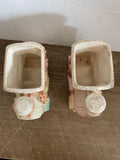 + Vintage Ceramic CHOO CHOO Train Planters Japan Pair/Set of 2