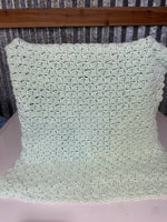 a* Lime Light Green Crocheted Lap Rug Baby Crib Blanket 42” x 43“ Unisex