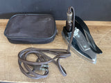 + Vintage Taiwan Wan Nien Electric Travel Iron with Black Canvas Case Tested