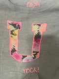 +* Girls Small  Size 4 Long Sleeve SO Gray Top Lightweight Sweatshirt with Pouch Pocket U Rock!