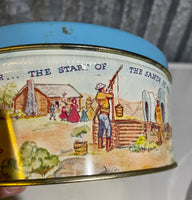 a** The Start of The Santa Fe Trail Decorative Cookie Tin Empty Kansas Missouri Clean