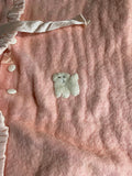 € Vintage Pink Flannel  Baby Bunting Sack Satin Trim & Ties Hook/Button Closure Winter