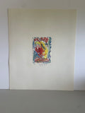 *^ Japanese Fukuoka Nobuo Original Art Expressionism Portrait Drawing Watercolor Signed 七 Seven