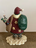 a** Christmas Figurine Santa St Nick Kriss Kringle w/ Toy Bag Satchel Resin