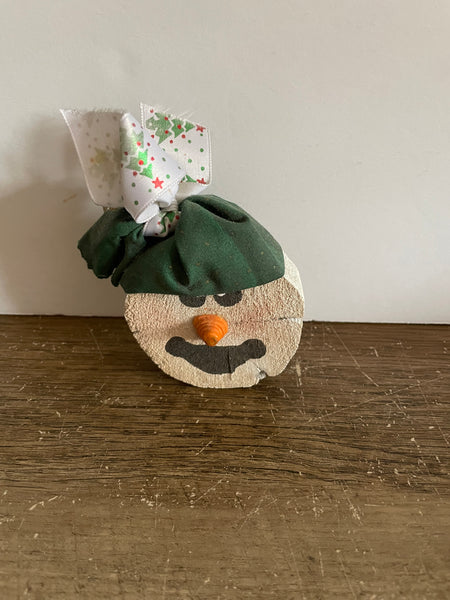 a** Wood Snowman Head Decor Christmas Holiday