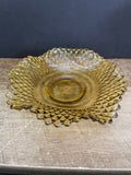 a** Vintage Gold Triangle Cut Glass Candy Dish Bowl