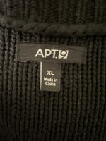 <€€* Black Womens/Juniors XLarge Cable Knit Sweater by Apt 9 Slip On Crew Neck