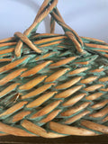 +* Medium Basket Woven Wood With Handle w/ Green Accents