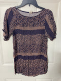 +* Women’s Junior’s Small Purple Blue Floral Print Tunic Short Sleeve Top Summer