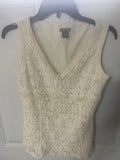 +* Womens Juniors Sz 6 Ann Taylor Ivory Lace Top Sleeveless Lined