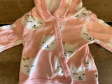 + Girls Newborn Snap up Long Sleeve Top Jacket Pink with Kitty Faces & Gold Bows