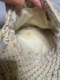 +* Vintage MACRAME Purse Bag Sand Beige Hippie Boho Woven Beaded
