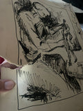 +* Art Sketch Drawing Figures Interacting 1960’s Unsigned Expressionist