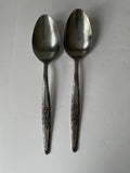 +* Vintage MCM Set/2 Serving Tablespoons Stainless Silverware Cutlery Japan Etched Flower