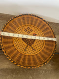 +* Round Basket Tray Woven Rattan with Chicken Design Farmhouse