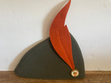<€€ Vintage DISNEY PETER PAN Hat Green Felt Feather One Size Costume Authentic Pin