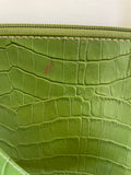 Green Faux Leather Alligator Shoulder Purse Bag Belt Strap Medium Size w/ Notebook & Key Chain