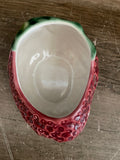 Vintage Ceramic R.H. Macy & Co Red Strawberry Sugar Bowl Jelly Jam Jar with Lid No Spoon