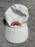 +* Women’s/Juniors White Rainbow Baseball Cap One Size Hat Adjustable Back