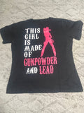 +* Women’s Junior’s Medium Gunpowder & Lead Black & Pink T-Shirt Short Sleeves by LAT Cotton