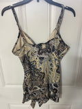 +* Womens Juniors B-Works Large Brown & Yellow Cami Top Adj. Spaghetti Straps V-Neck