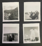 +* Vintage 1950s 1957 (4) Small B&W Photographs Family at Old Faithful Yellowstone Wyoming