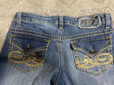 ** Womens/Juniors Southern Thread Size 29 Regular Blue Boot Cut Flare Distressed Low Rise