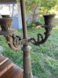 * Antique Parlor Table Lamp Brass On Marble Base Missing Arm Damaged Parts Only