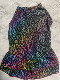 +* Dog Dress Outfit Small Multi Colored Glittery Stars on Black 17” L