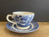 Vintage Churchill Blue and White Willow Coffee Tea Cup and Saucer Oriental Design England