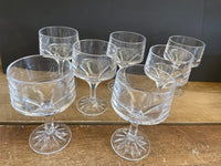 a** Vintage Set/7 Heavy Lead Crystal Stemmed Wine Goblet Water Glasses 5.75” H