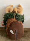a** Stuffed Animal Christmas Moose w/ Wreath & Bell Holiday Christmas