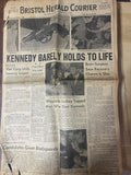 +* AS-IS Vintage Bristol (VA-TN) Herald Courier RFK Kennedy Barely Holds On Jun 6 1968 Newspaper