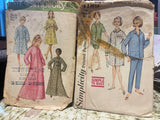 ** Vintage Set/2 Women’s Misses Juniors Size 12 PAJAMAS Sleepcoat Robes Patterns SIMPLICITY
