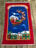 a** Vintage Cranston HAPPY CHRISTMAS TO ALL Santa & Reindeers Appliques 36” Panel