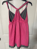 +* Y2K Junior’s OP XLarge Sz 15/17 Pink & Gray Short Dress Swimsuit Cover Up Knotted Back Elastic Bodice
