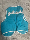 +* Vintage Girls XSmall Country Western Turquoise & White Slip on Vest Costume