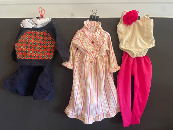 + AMERICAN GIRL Doll Clothing (3) Outfits Sweater/Skirt, Nightgown, Gym Fits 18” Dolls