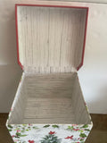 Holiday Christmas Gift Decor Box Red Birds & Poinsettias, 2019 Heavy Cardboard Flip Top